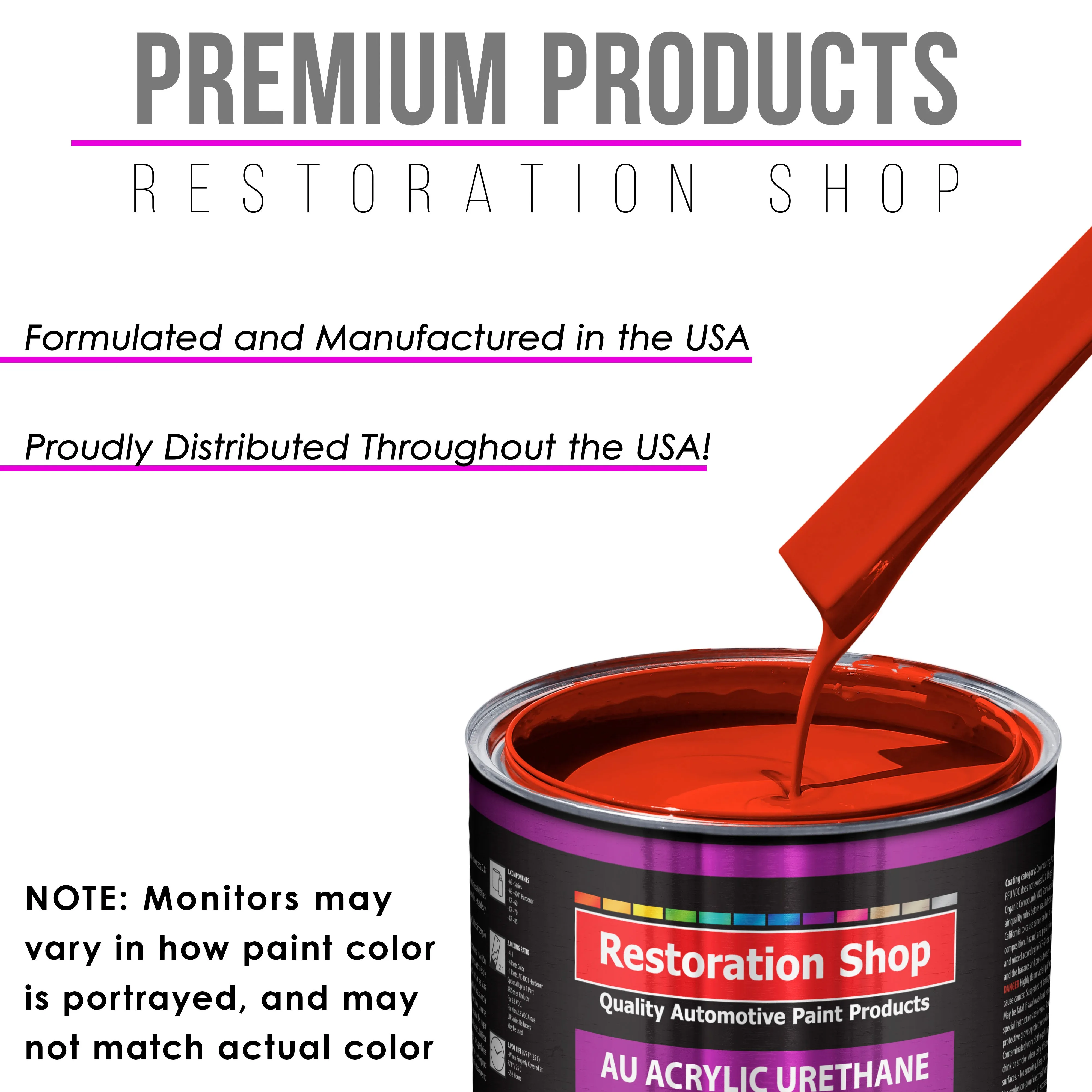 Monza Red Acrylic Urethane Auto Paint - Complete Gallon Paint Kit - Professional Single Stage Gloss Automotive Car Truck Coating 4:1 Mix Ratio 2.8 VOC