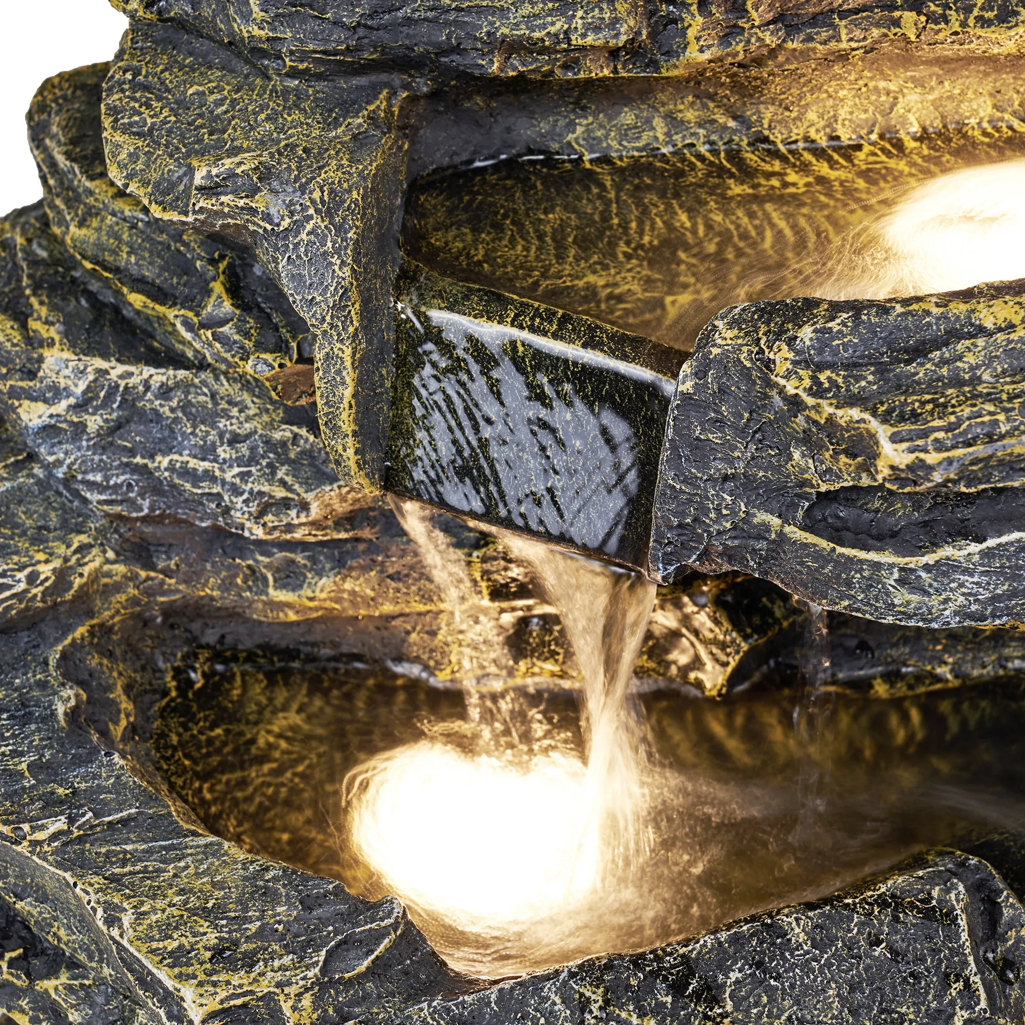 Multi Level Rock Fountain W/Warm White Leds