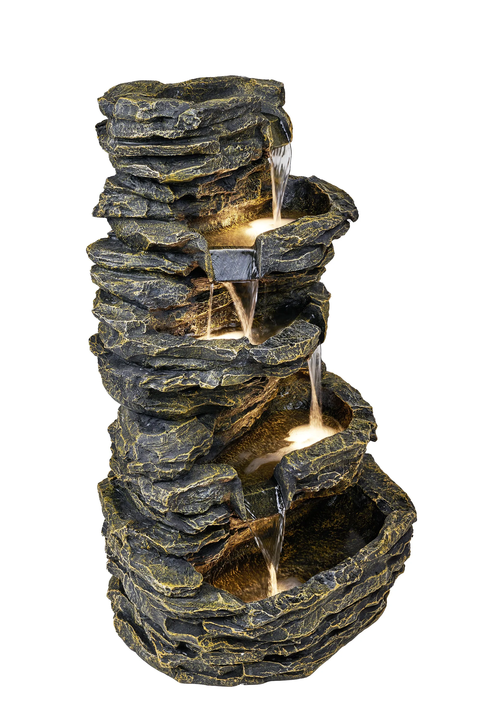 Multi Level Rock Fountain W/Warm White Leds