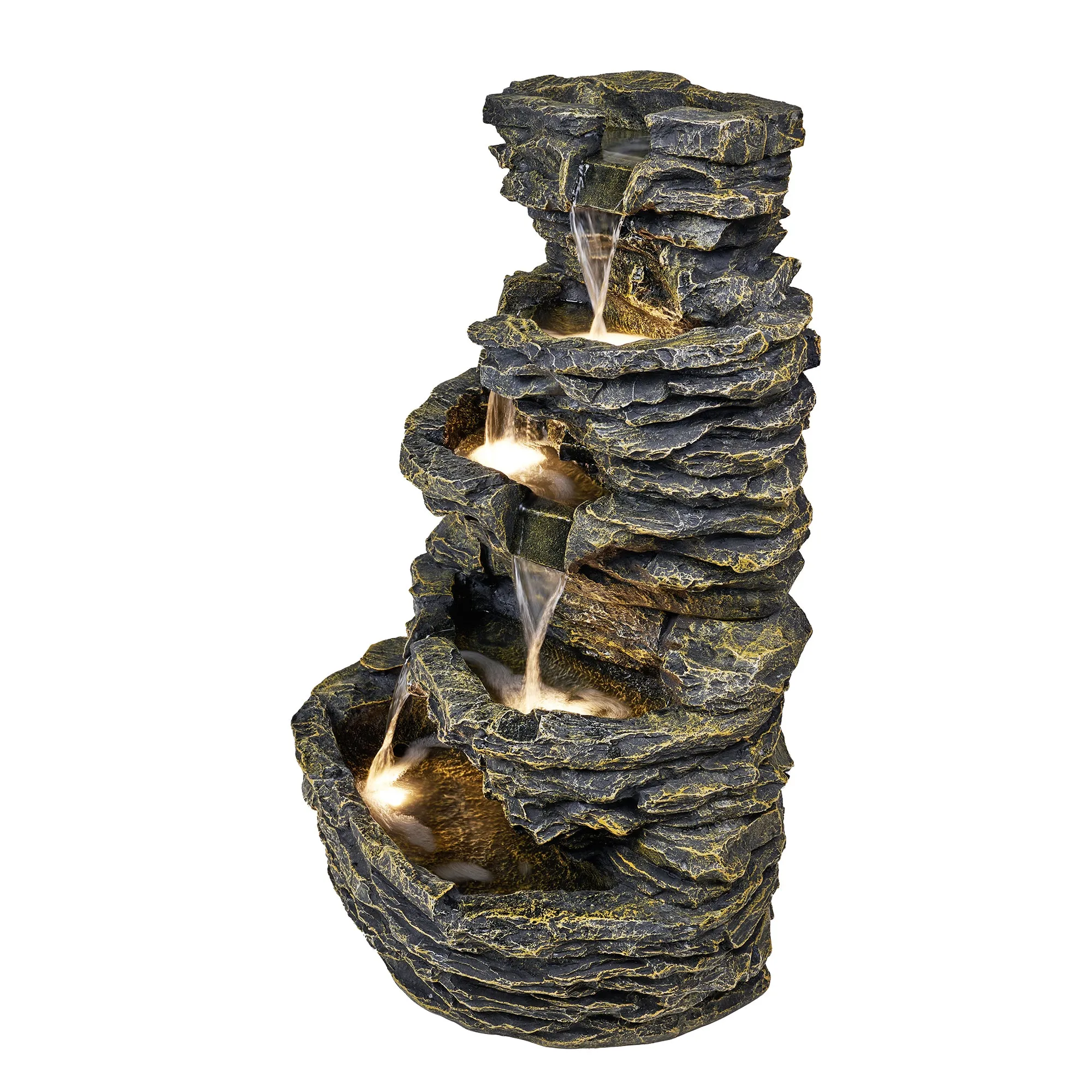 Multi Level Rock Fountain W/Warm White Leds