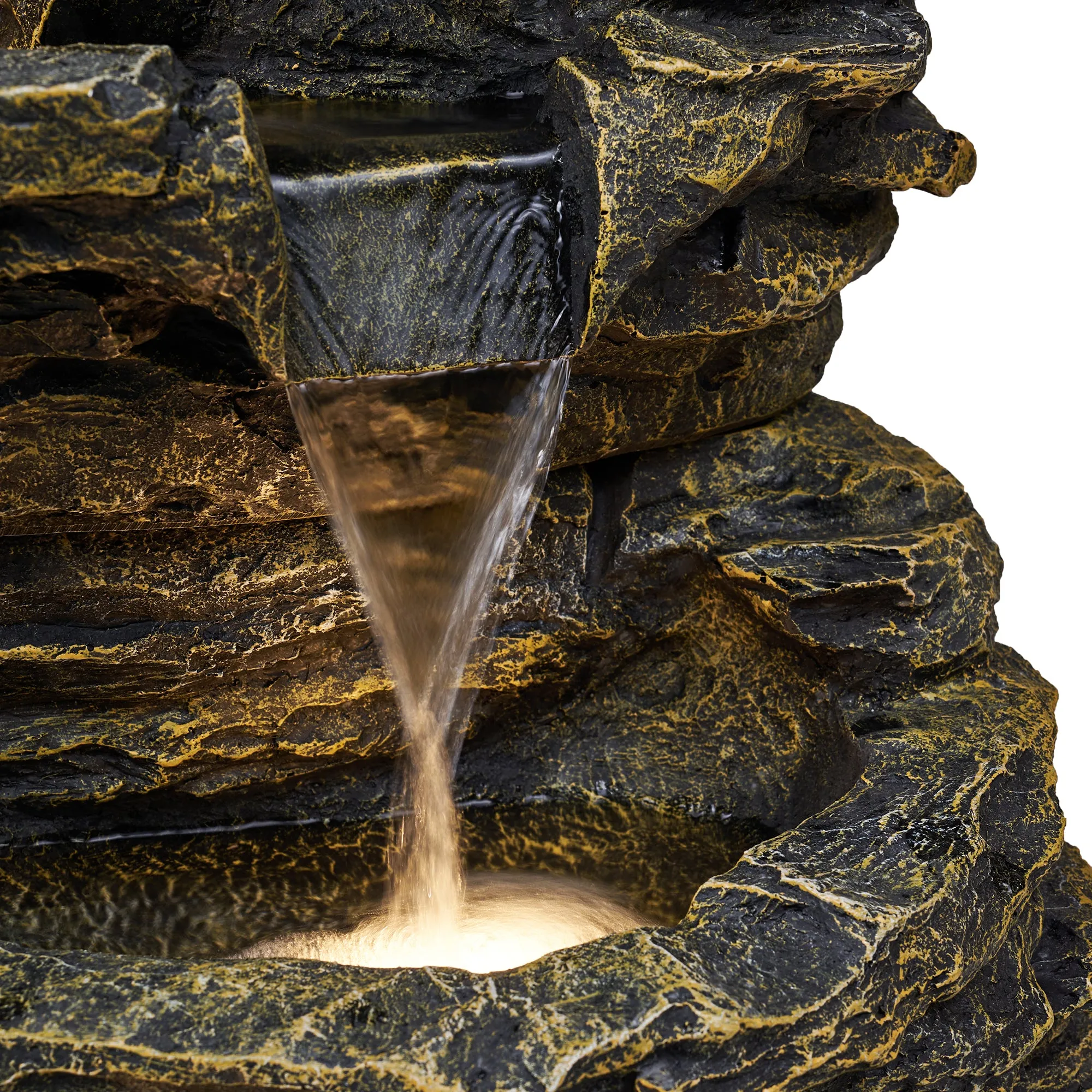Multi Level Rock Fountain W/Warm White Leds