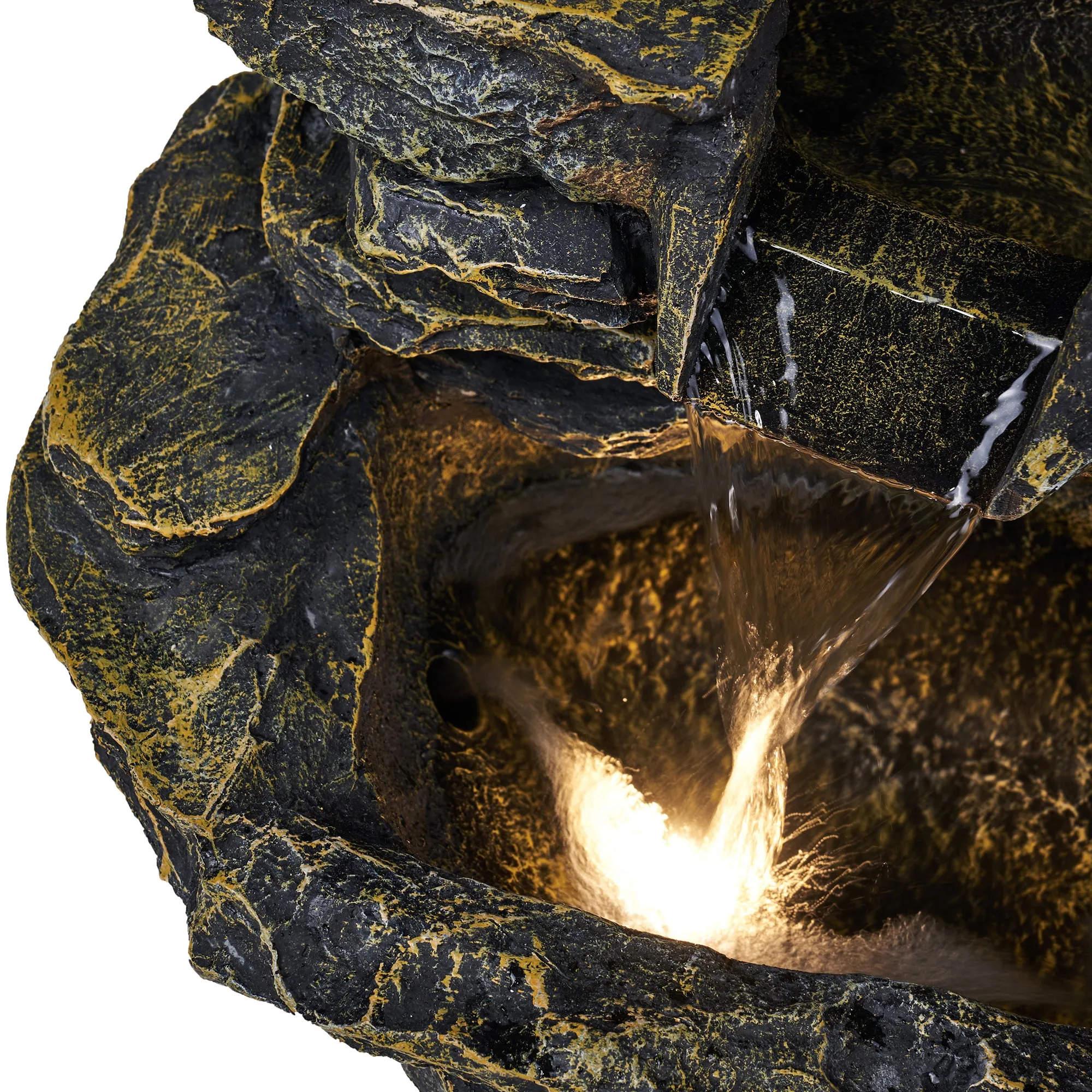 Multi Level Rock Fountain W/Warm White Leds