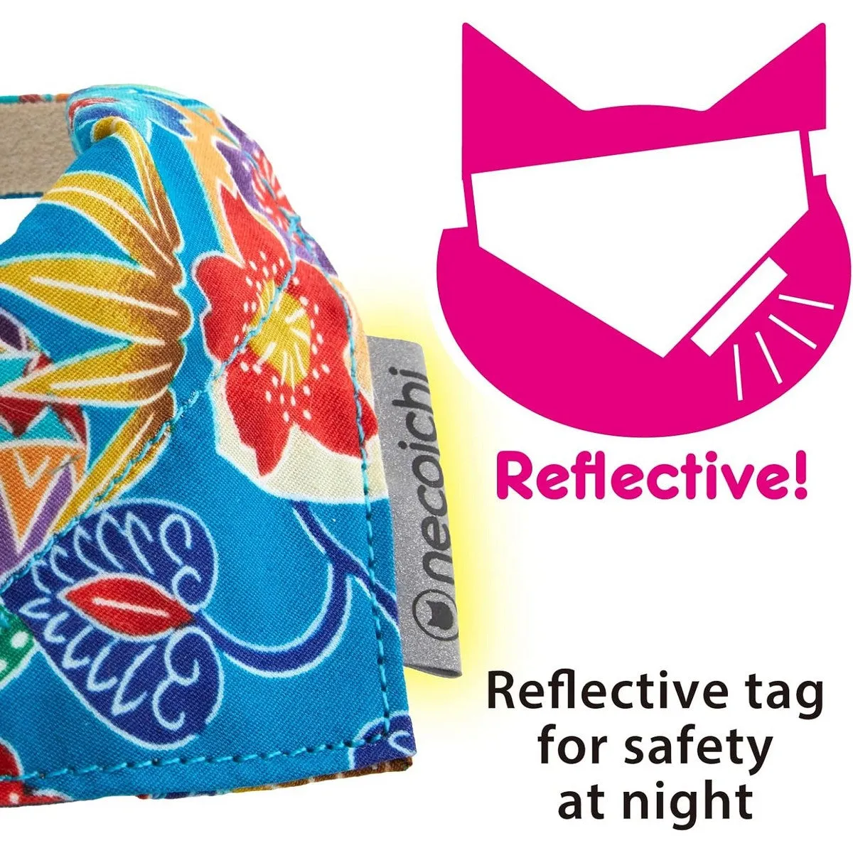 Necoichi Bandana Cat Collar with Air Tag Pocket Yukata Blue