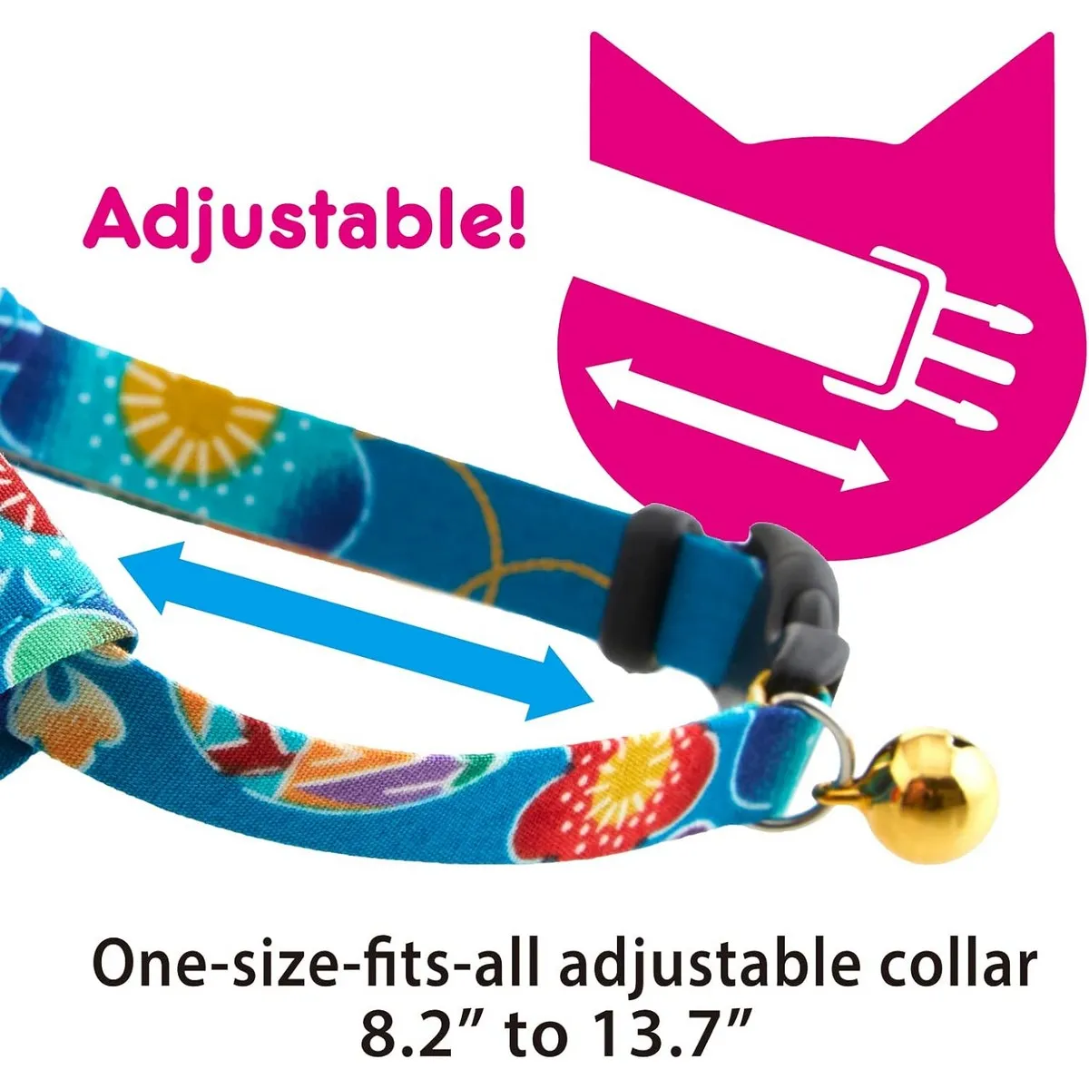Necoichi Bandana Cat Collar with Air Tag Pocket Yukata Blue