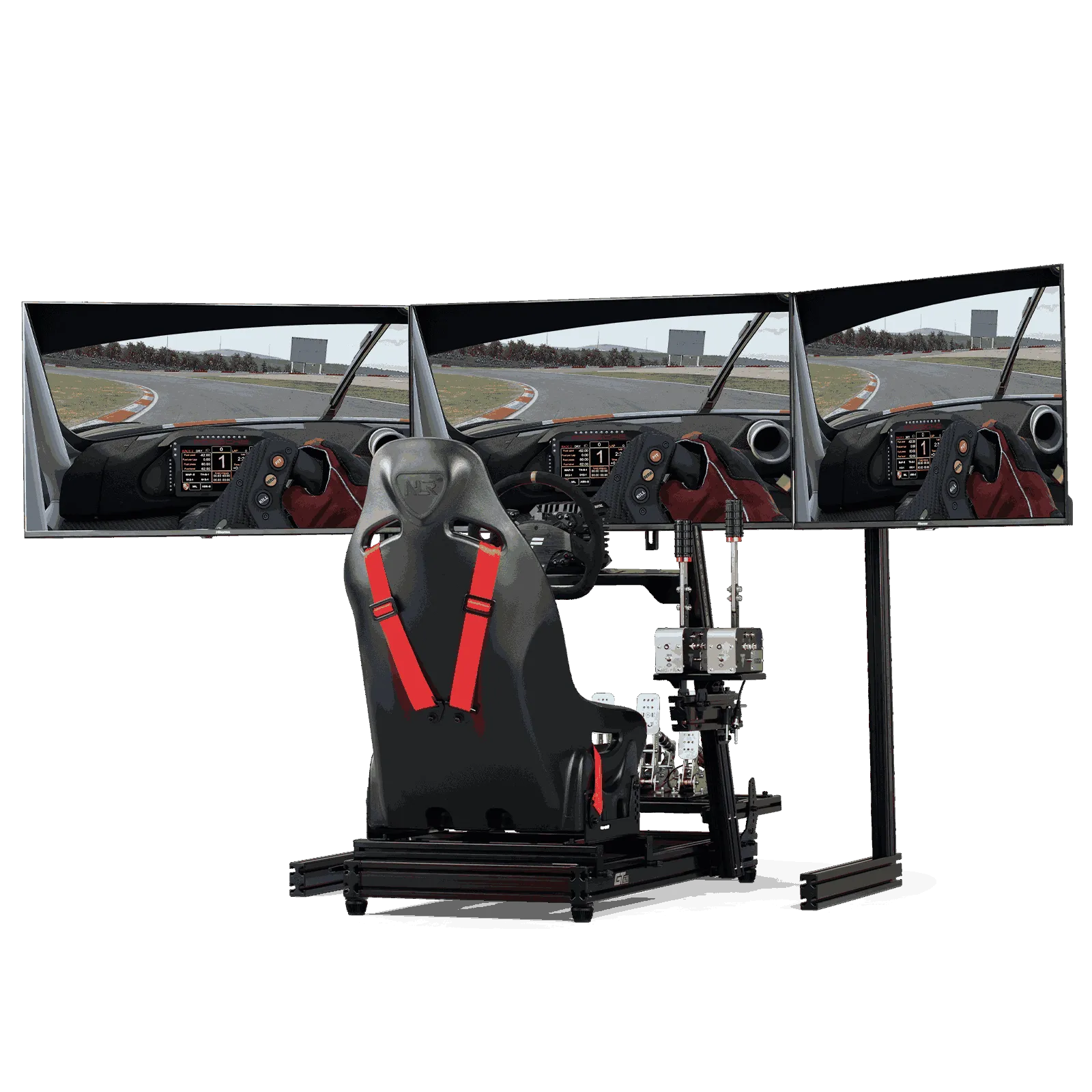Next Level Racing ELITE Free Standing triple Monitor Stand Black | Racing Cockpit Monitor Stand