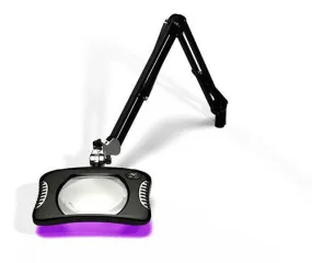 OC White 82300-4-UV-B Green-Lite&trade; Ultraviolet LED Magnifier with 7" Rectangular, 4 Diopter Lens & Screw Base, Black