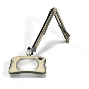 OC White 82400-4 Green-Lite&reg; LED Magnifier with 5.25" x 7" Rectangular, 4 Diopter Lens & Edge Clamp, Shadow White