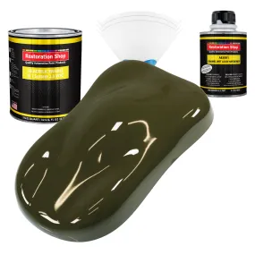 Olive Drab Green Acrylic Enamel Auto Paint - Complete Quart Paint Kit - Professional Single Stage Automotive Car Truck Coating, 8:1 Mix Ratio 2.8 VOC