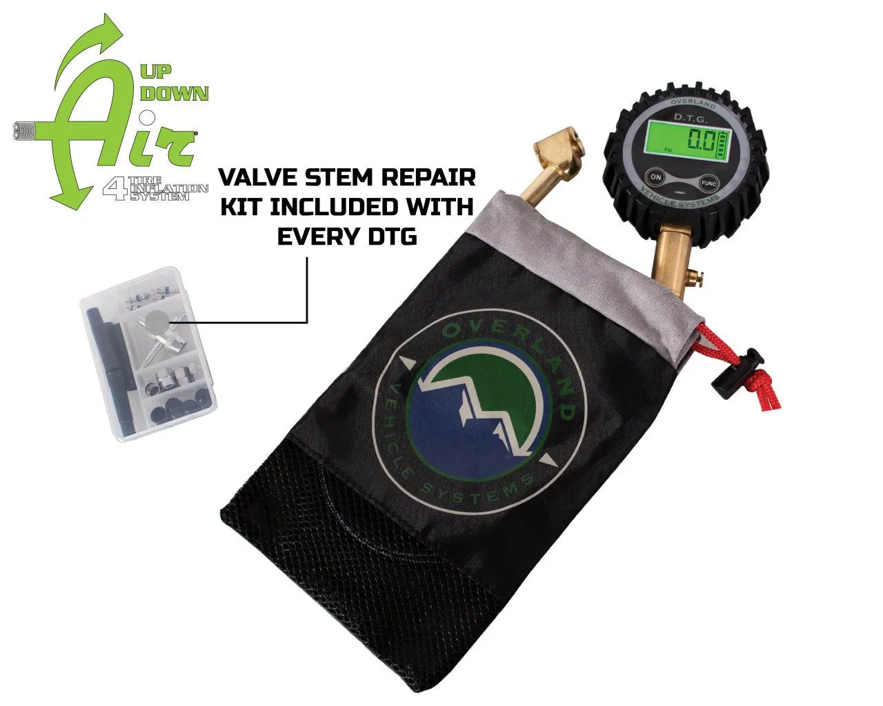 Overland Vehicle Systems Digital Tire Gauge With Valve Kit & Storage Bag - Recon Recovery