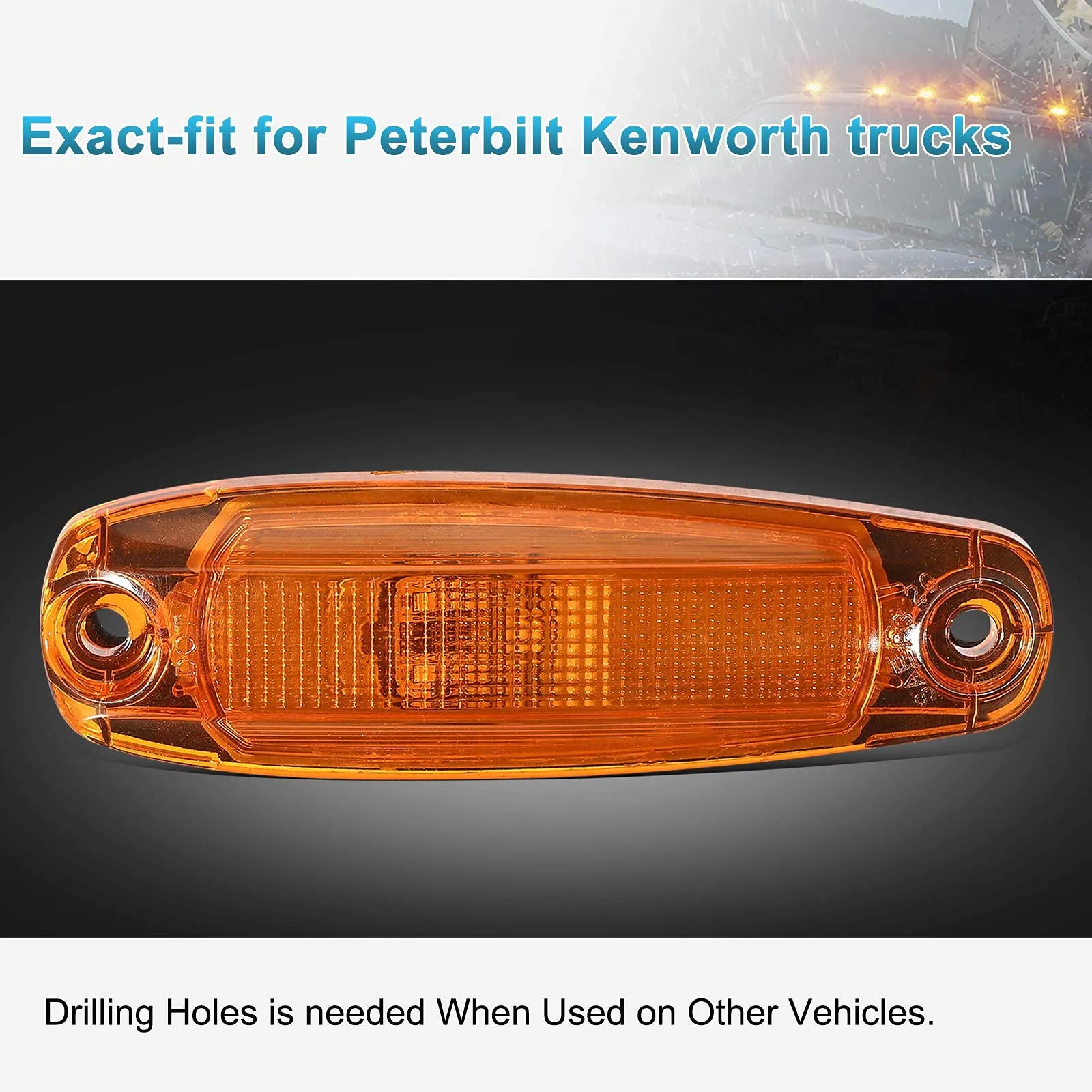 Partsam Replacement for Freightliner Cascadia Cab Roof Marker Clearance Lights Lamps 5pcs Amber Lens 4 LED Assembly, for Post 2014 New Generation Cascadia Cab Lights A66-01728-003