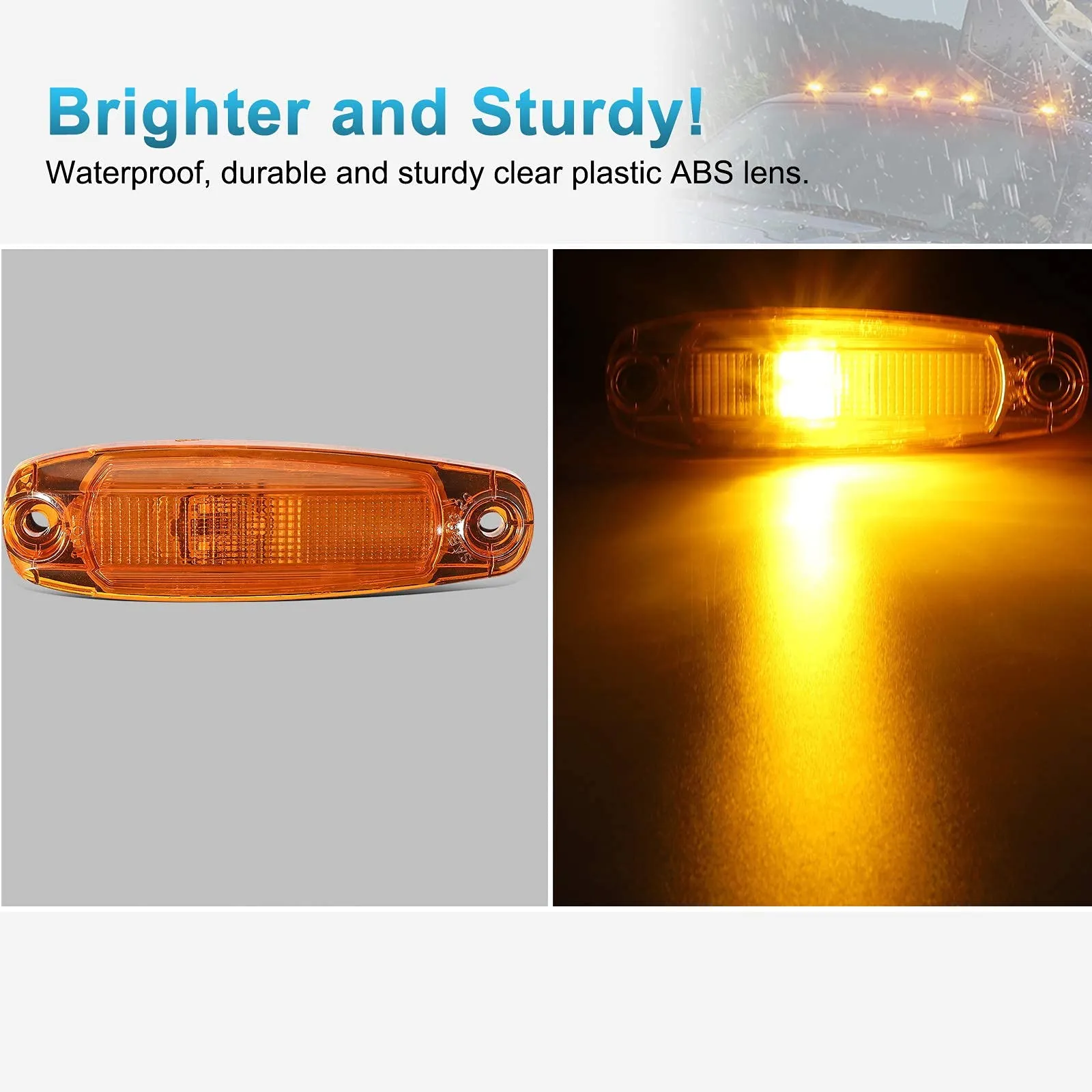Partsam Replacement for Freightliner Cascadia Cab Roof Marker Clearance Lights Lamps 5pcs Amber Lens 4 LED Assembly, for Post 2014 New Generation Cascadia Cab Lights A66-01728-003
