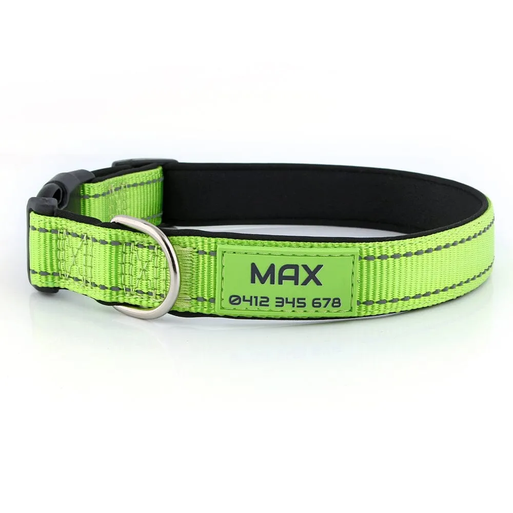 Personalised Printed ID Reflective Deluxe Padded Dog Collar