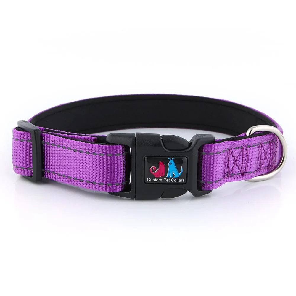 Personalised Printed ID Reflective Deluxe Padded Dog Collar