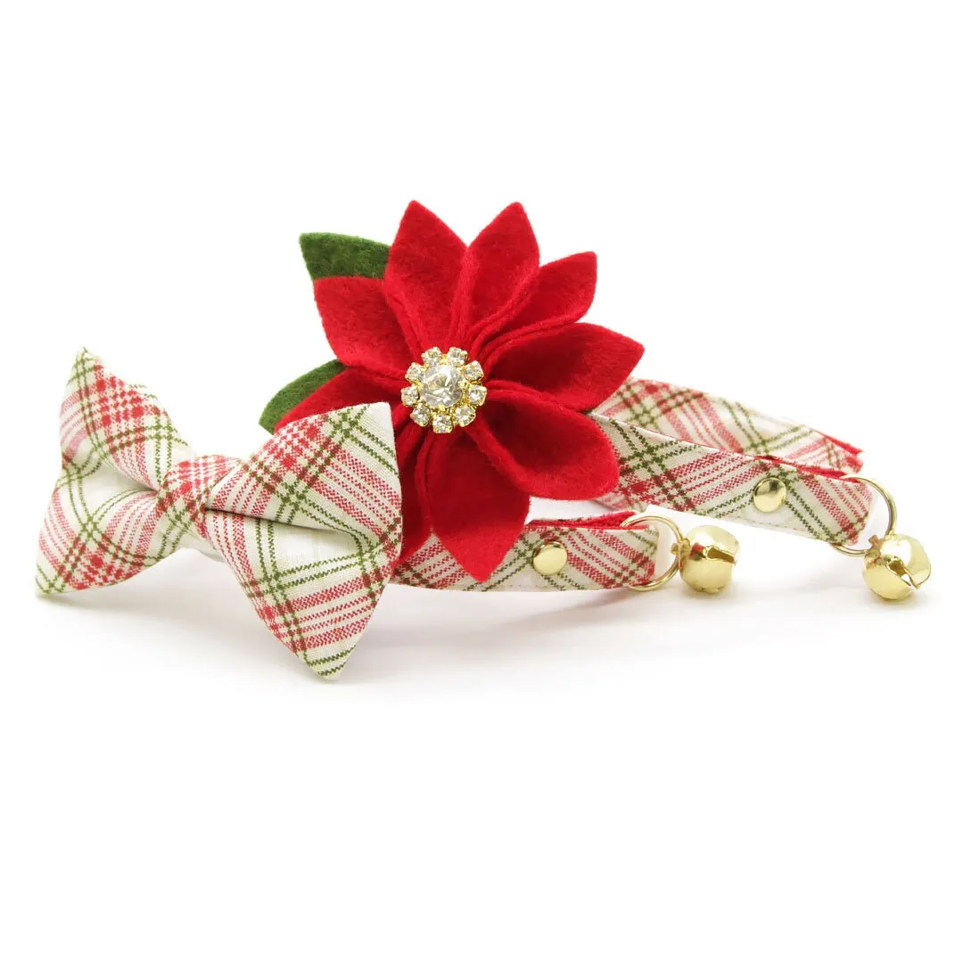 Pet Bow Tie - "Aspen" - Holiday Tartan Plaid Red Cat Bow Tie / Christmas   Wedding / For Cats   Small Dogs (One Size)