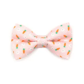 Pet Bow Tie - "Bunnies & Carrots Pink" - Pastel Pink Bunny Bow Tie / Easter, Spring / For Cats   Small Dogs (One Size)