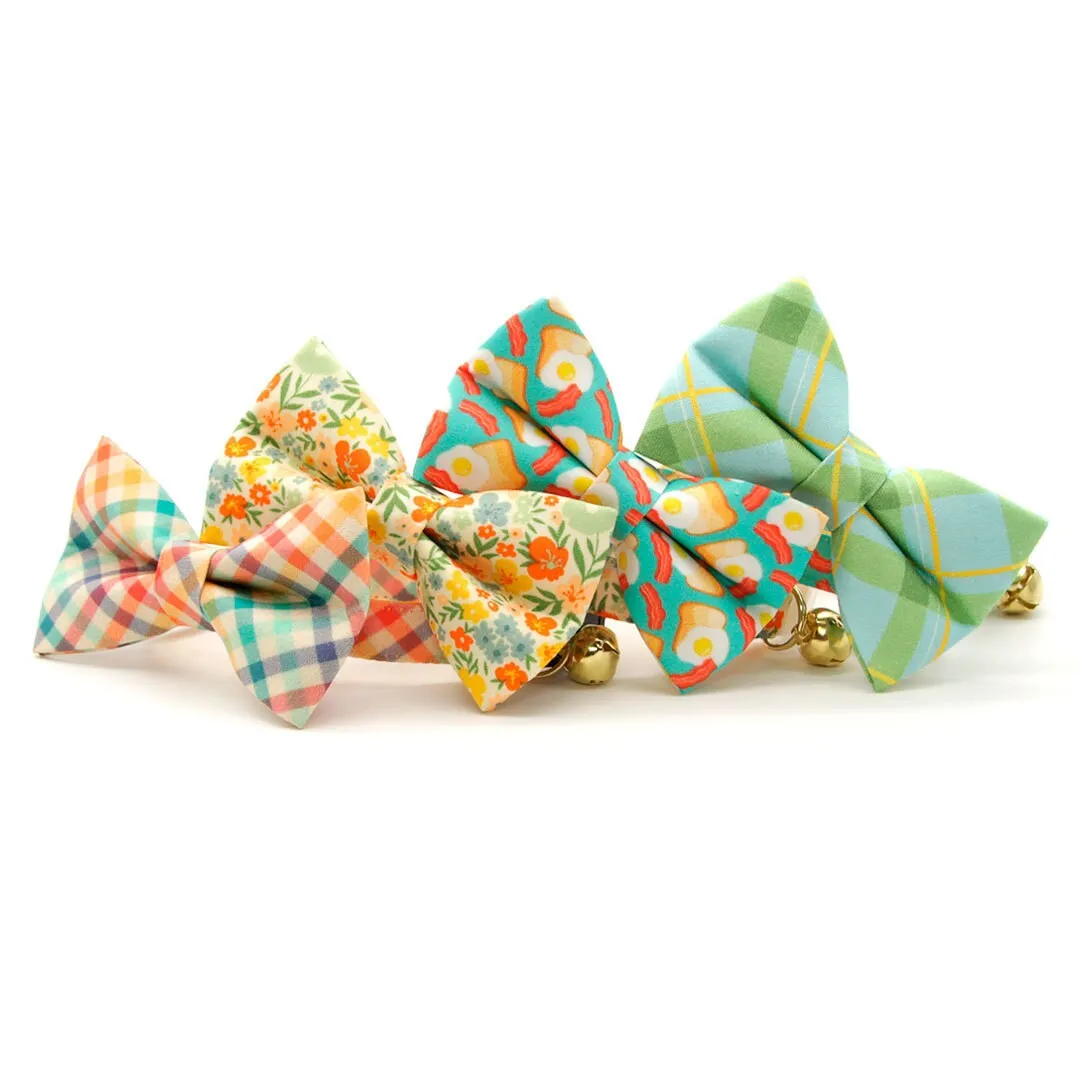 Pet Bow Tie - "Carmel" - Mint Green Plaid Cat Bow Tie / Spring, Summer, Easter, Wedding / For Cats   Small Dogs (One Size)