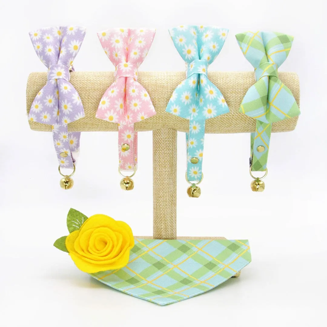 Pet Bow Tie - "Carmel" - Mint Green Plaid Cat Bow Tie / Spring, Summer, Easter, Wedding / For Cats   Small Dogs (One Size)