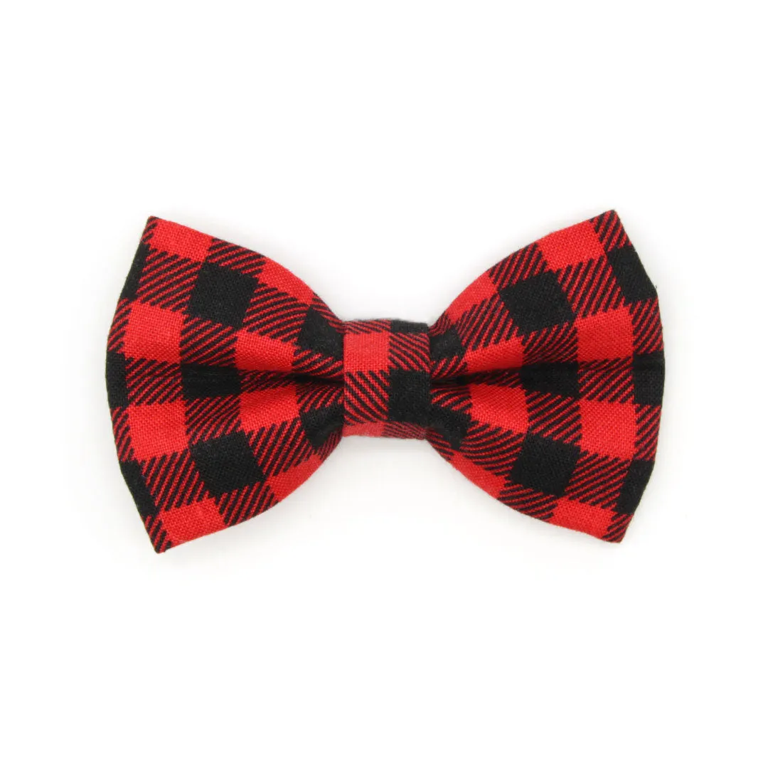 Pet Bow Tie - "Cozy Cabin Red" - Buffalo Check Plaid in Red - Fall / Winter / Holiday / Hipster - Detachable Bowtie for Cats   Dogs