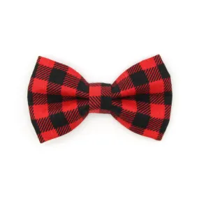 Pet Bow Tie - "Cozy Cabin Red" - Buffalo Check Plaid in Red - Fall / Winter / Holiday / Hipster - Detachable Bowtie for Cats   Dogs