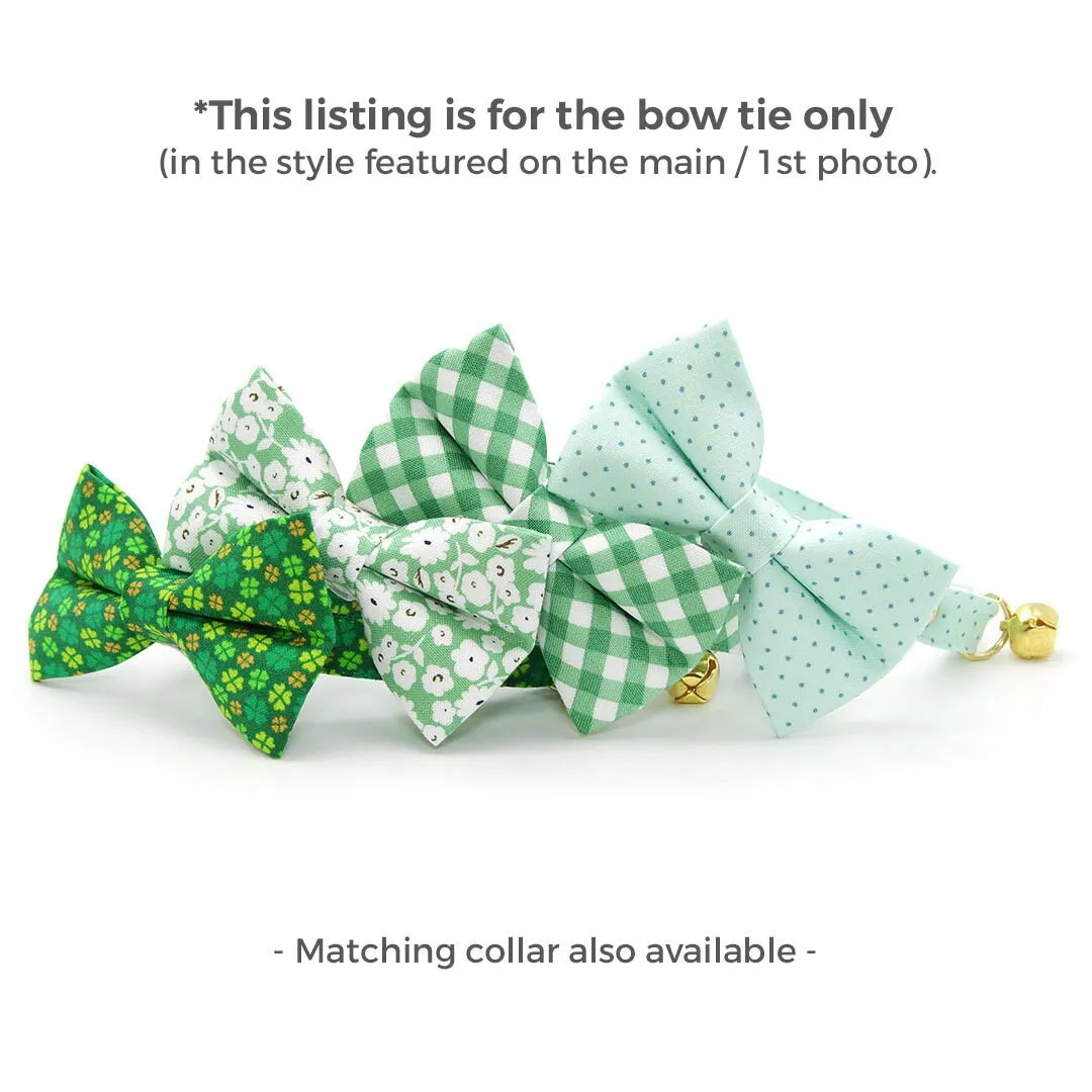 Pet Bow Tie - "Derby" - Gingham Green Bow Tie / Spring, St. Patrick's Day, Wedding / For Cats   Small Dogs (One Size)