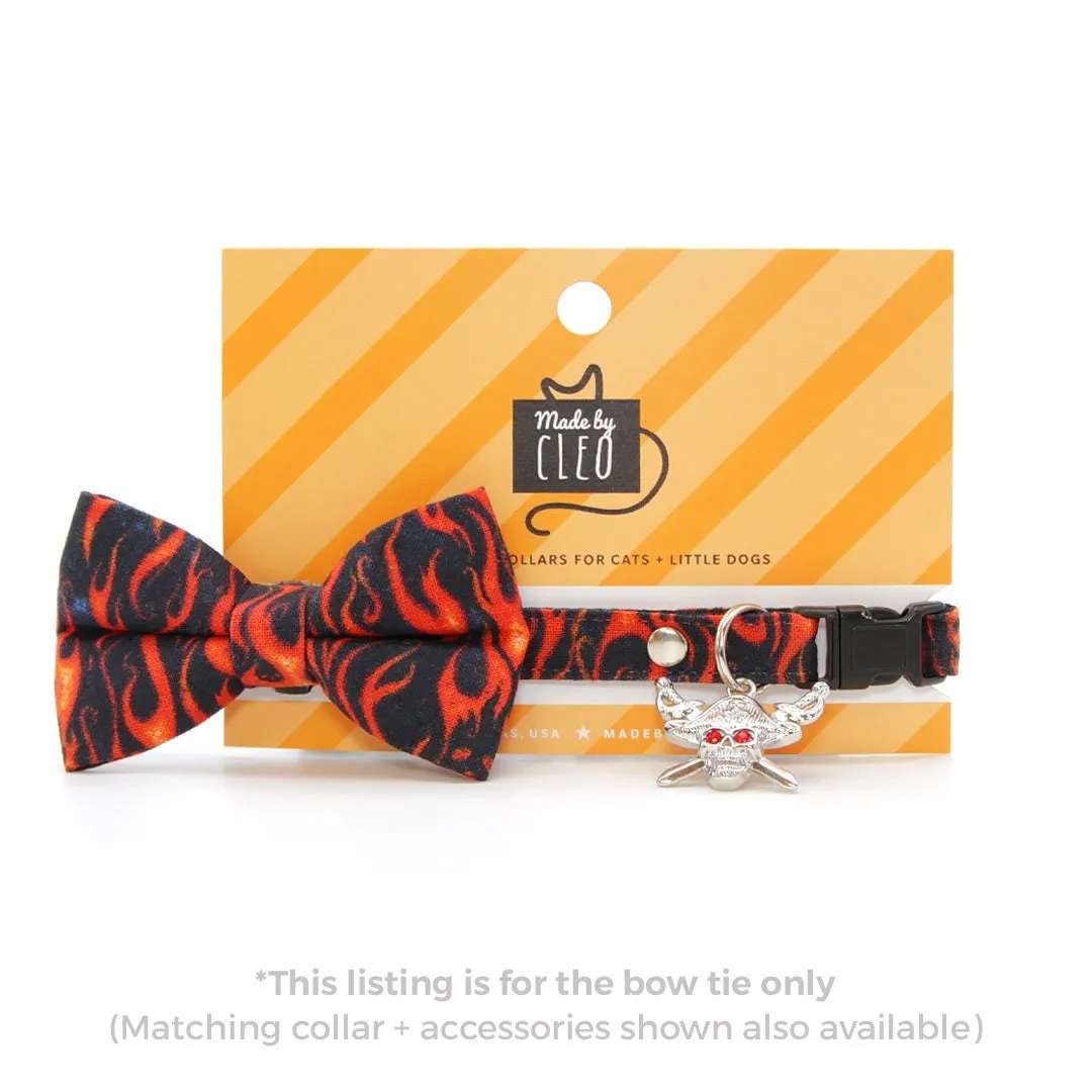 Pet Bow Tie - "Hell Fire" - Flames Cat Bow Tie / For Cats   Small Dogs (One Size)