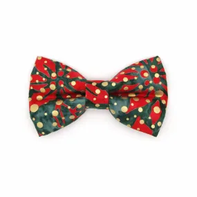 Pet Bow Tie - "Joy" - Christmas Red & Green with Metallic Gold Dots Cat Bow Tie / Holiday / For Cats   Small Dogs (One Size)