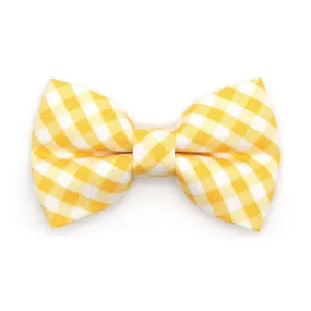 Pet Bow Tie - "Picnic" - Gingham Yellow Bow Tie / Spring, Easter, Summer, Wedding / For Cats   Small Dogs (One Size)