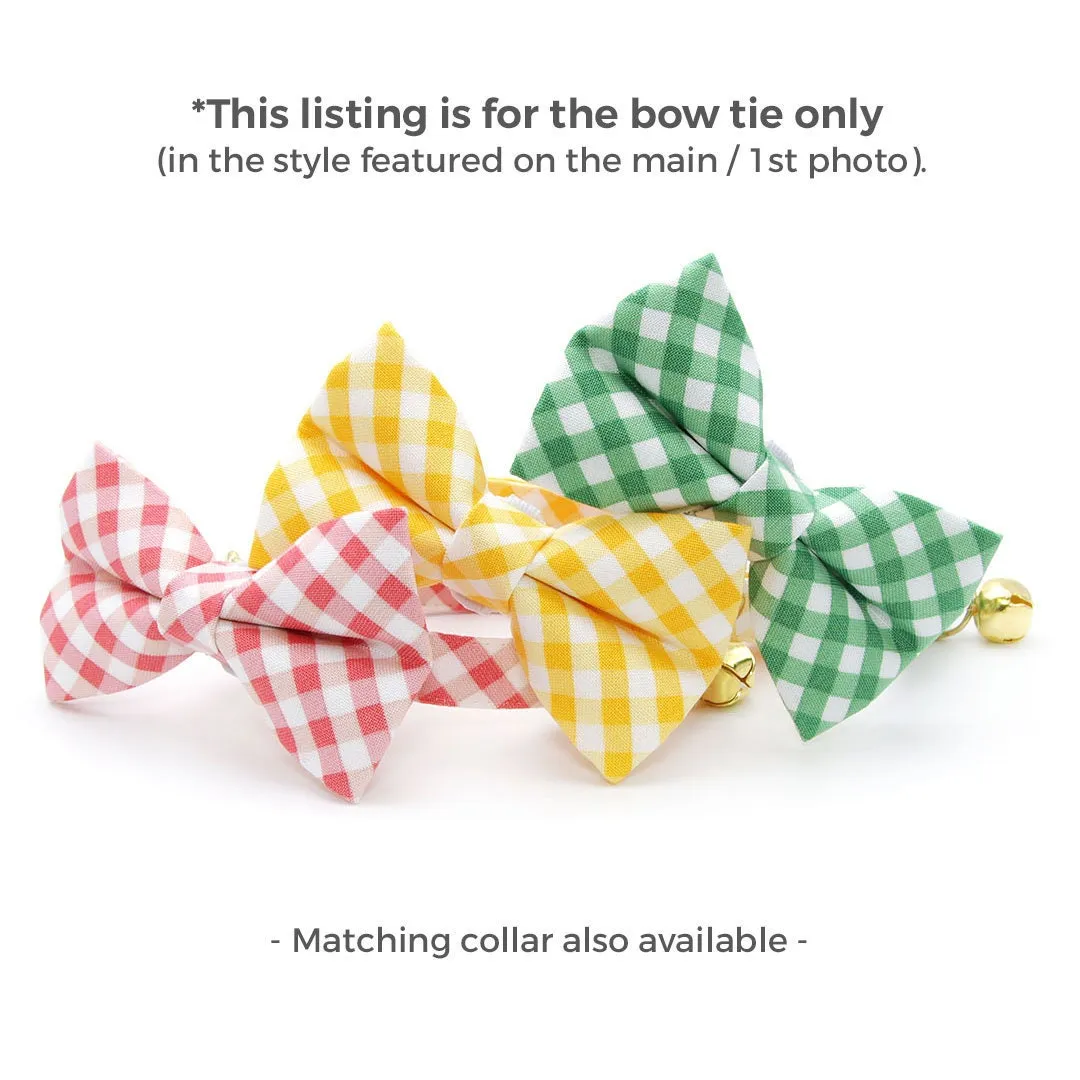 Pet Bow Tie - "Picnic" - Gingham Yellow Bow Tie / Spring, Easter, Summer, Wedding / For Cats   Small Dogs (One Size)