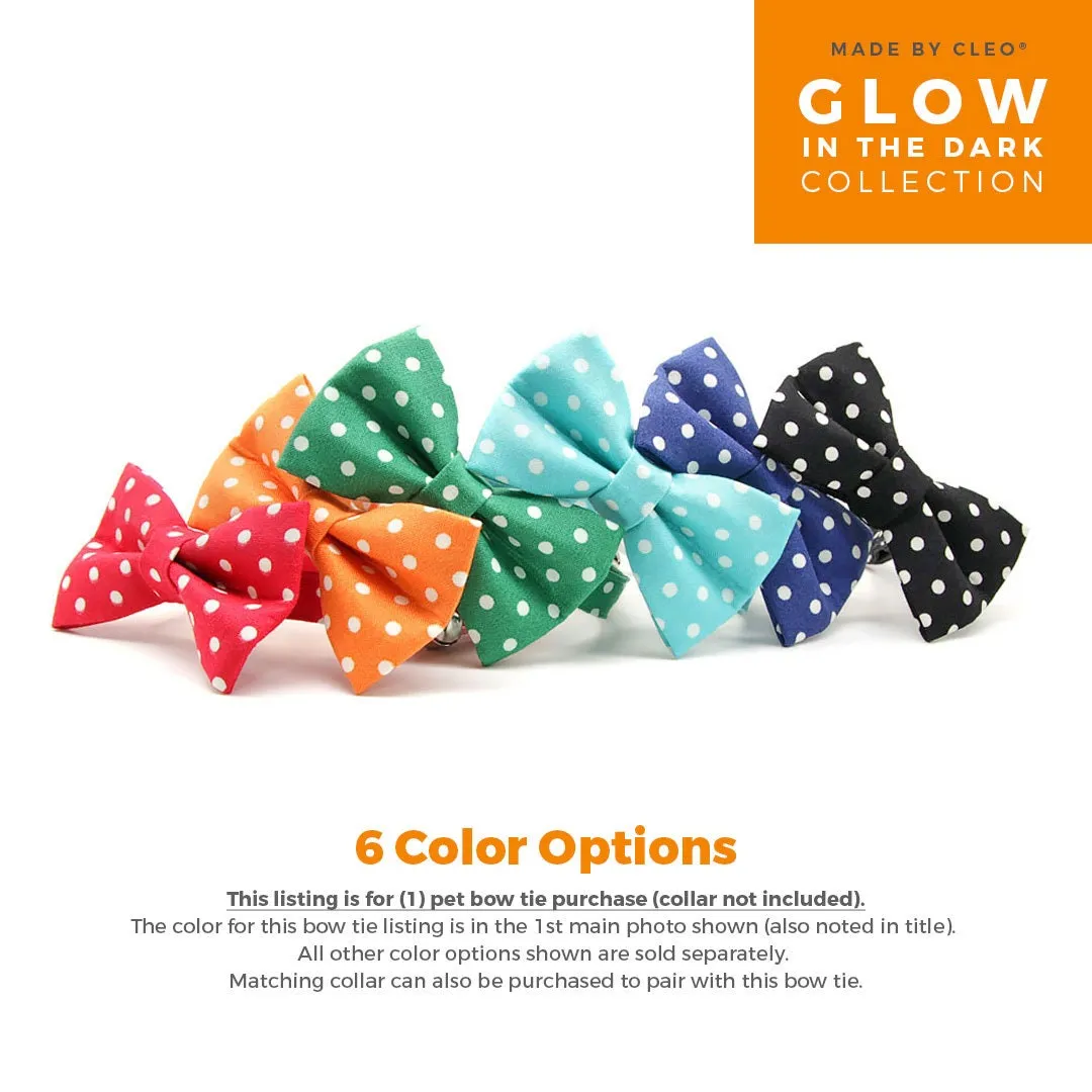 Pet Bow Tie - "Polka Dot - Black" - Glow In the Dark Black Cat Bow Tie / Wedding, Birthday, Party, Black Tie, New Year's / For Cats   Small Dogs (One Size)