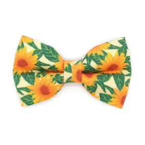Pet Bow Tie - "Sunflowers" - Yellow Floral Cat Bow / Summer, Fall, Wedding / For Cats   Small Dogs (One Size)