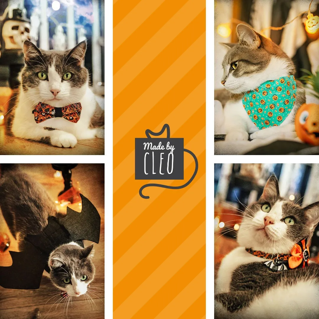 Pet Bow Tie - "Sweet Tooth" - Pink Halloween Candy Corn Bow Tie / For Cats   Small Dogs (One Size)