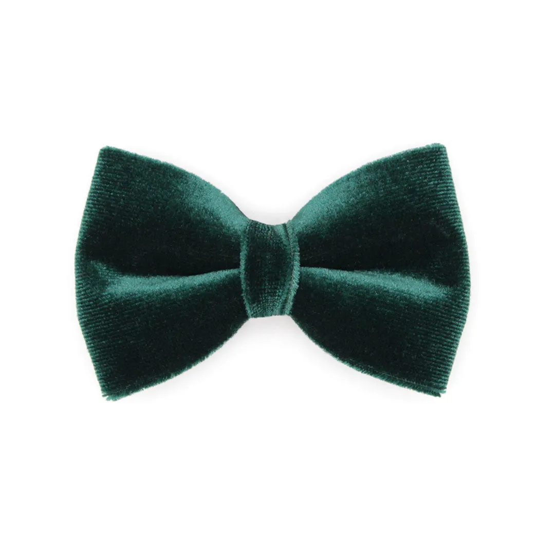 Pet Bow Tie - "Velvet - Hunter Green" - Rich Lustrous Dark Green Soft Velvet - Christmas / Holiday - Detachable Bowtie for Cats   Dogs