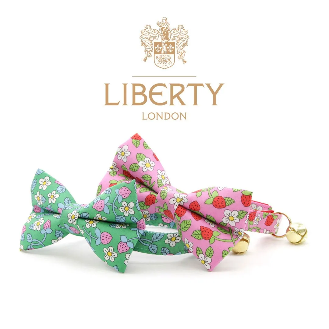 Pet Bow Tie - "Wild Strawberry - Mint" - Liberty of London® Berry Floral Cat Bow Tie / Spring   Summer / For Cats   Small Dogs (One Size)
