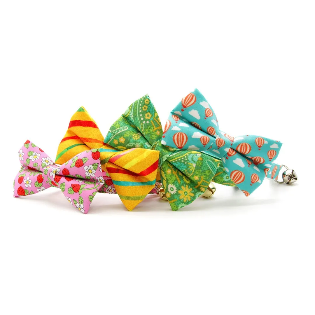 Pet Bow Tie - "Wild Strawberry - Pink" - Liberty of London® Berry Floral Cat Bow Tie / Spring   Summer / For Cats   Small Dogs (One Size)