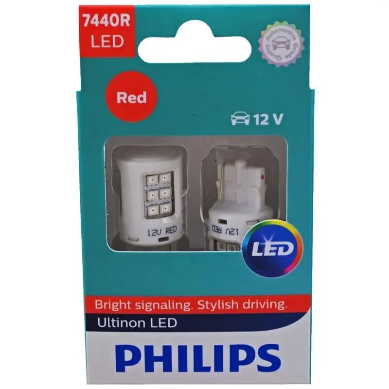 Philips 7440 LED Vision 2 Watts 12V Red Stop/Brake Light Bulb (pair)
