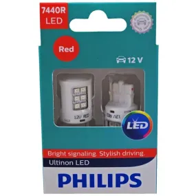 Philips 7440 LED Vision 2 Watts 12V Red Stop/Brake Light Bulb (pair)