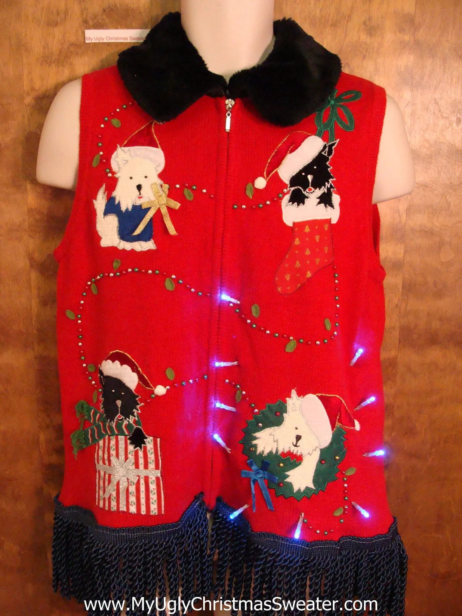 Puppy Dog Party Light Up Ugly Xmas Sweater Vest