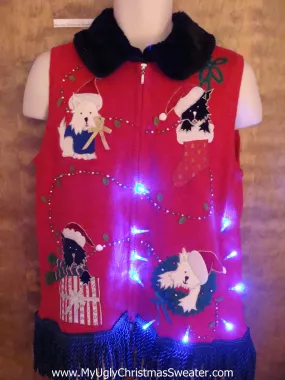 Puppy Dog Party Light Up Ugly Xmas Sweater Vest