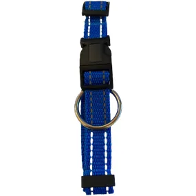 Reflective Dog Collar Large Blue - High Visibility Adjustable Durable Safety Night Walks