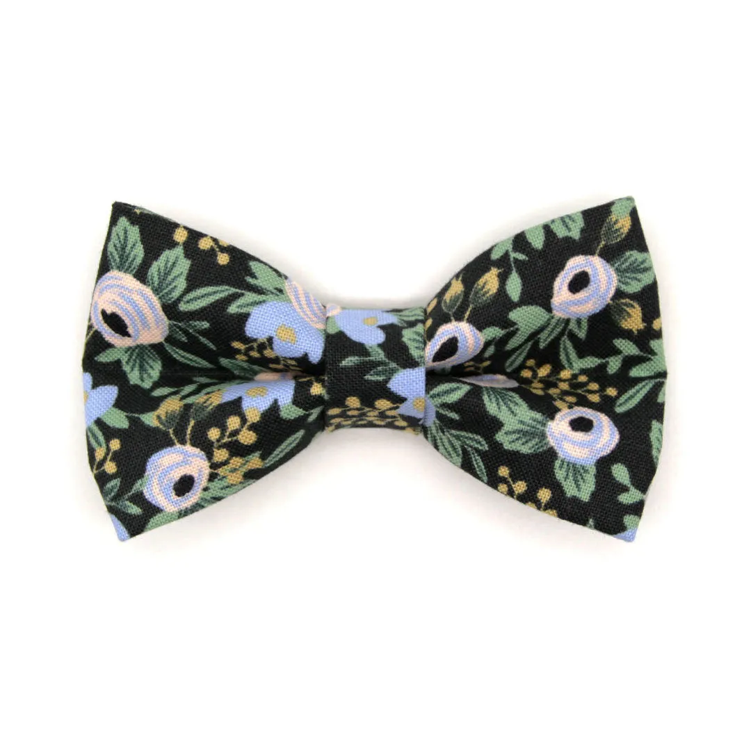 Rifle Paper Co® Pet Bow Tie - "Belladonna" - Black Floral Bow Tie for Cat / Wedding / For Cats   Small Dogs (One Size)