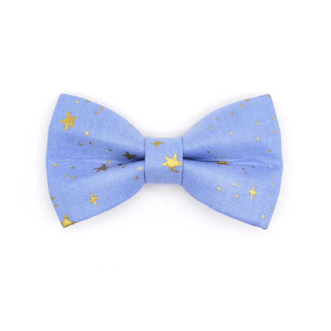 Rifle Paper Co® Pet Bow Tie - "Dusk" - Gold Stars on Periwinkle Blue Bow Tie for Cat / For Cats   Small Dogs (One Size)