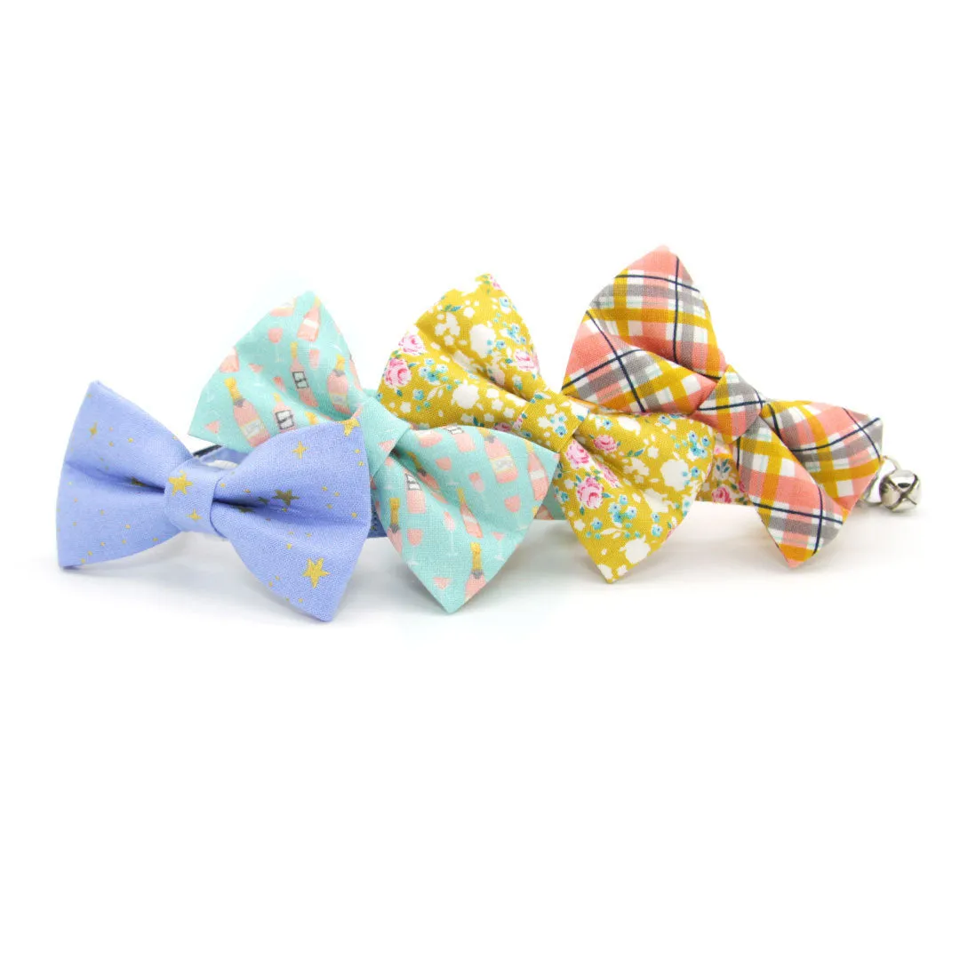 Rifle Paper Co® Pet Bow Tie - "Dusk" - Gold Stars on Periwinkle Blue Bow Tie for Cat / For Cats   Small Dogs (One Size)