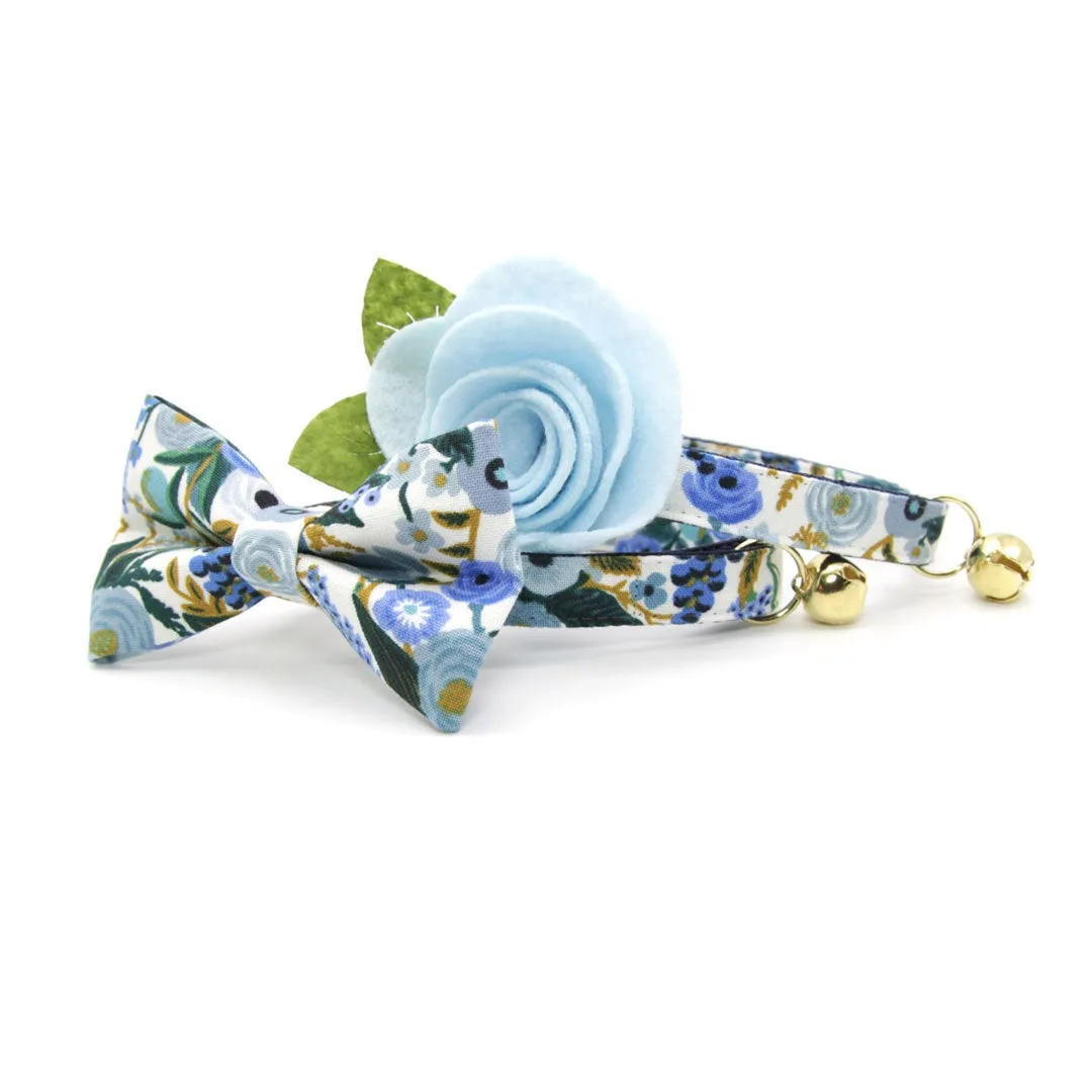 Rifle Paper Co® Pet Bow Tie - "Indigo Garden" - Blue Floral Bow Tie for Cat/ Spring   Summer / For Cats   Small Dogs (One Size)