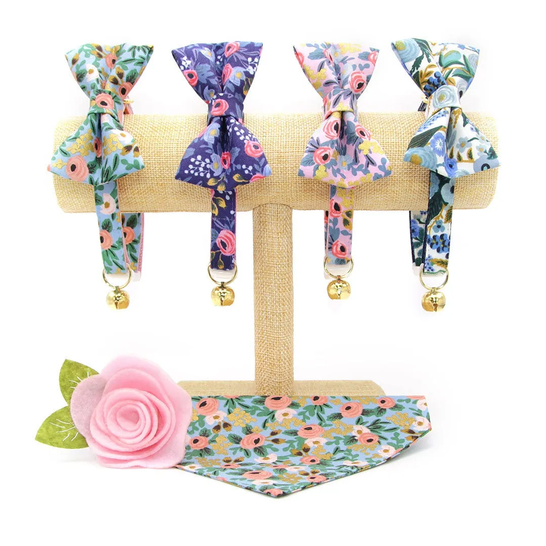 Rifle Paper Co® Pet Bow Tie - "Indigo Garden" - Blue Floral Bow Tie for Cat/ Spring   Summer / For Cats   Small Dogs (One Size)