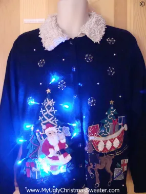 Santa and Reindeer Christmas Sweater with Lights (g259)
