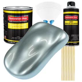 Silver Blue Metallic Acrylic Enamel Auto Paint - Complete Gallon Paint Kit - Professional Single Stage Automotive Car Coating, 8:1 Mix Ratio 2.8 VOC