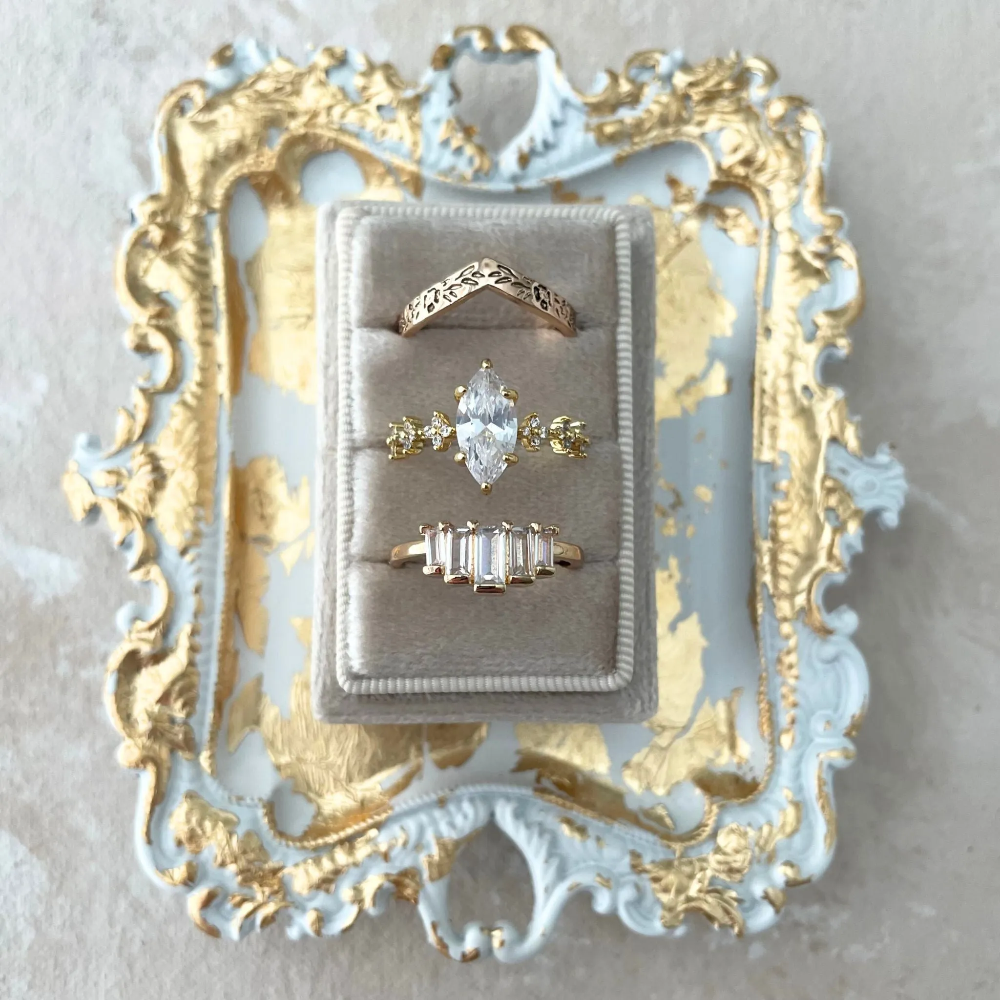 Small White Gilded Tray
