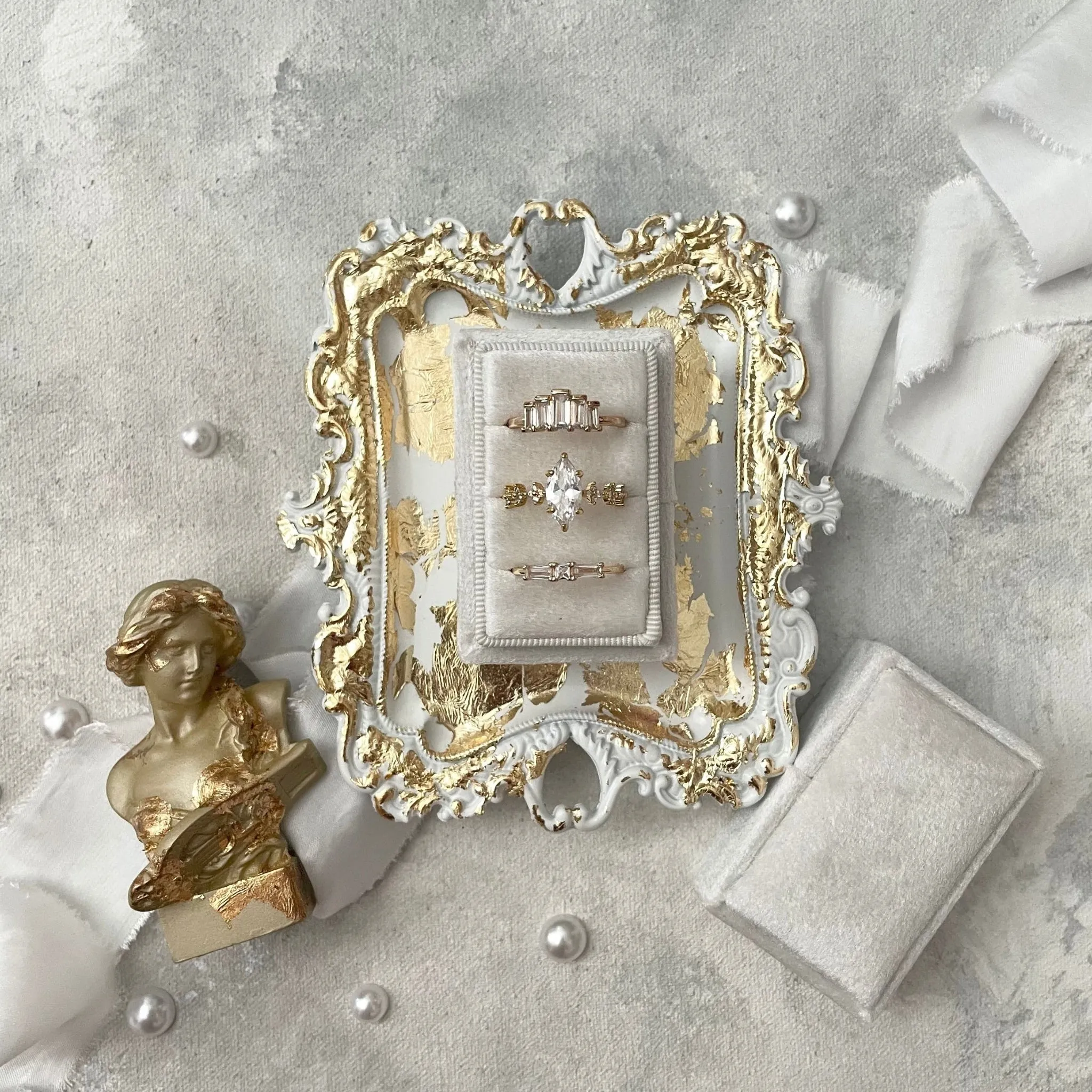 Small White Gilded Tray