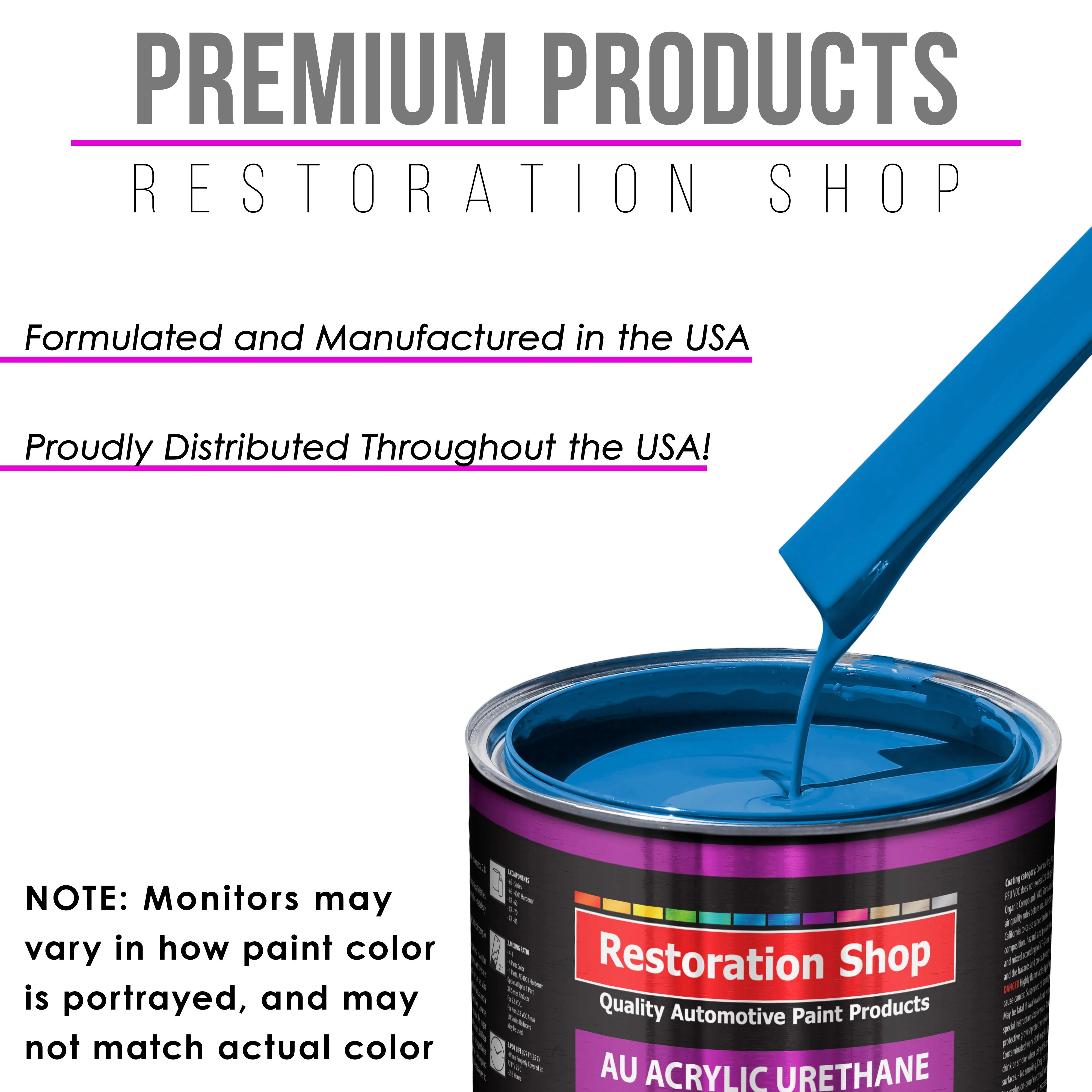 Speed Blue Acrylic Urethane Auto Paint - Complete Quart Paint Kit - Professional Single Stage Gloss Automotive Car Truck Coating 4:1 Mix Ratio 2.8 VOC