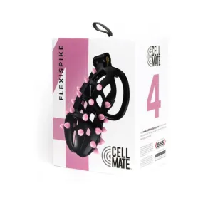 Sport Fucker Cellmate Flexispike Chastity Cage - Size 4 Black/pink